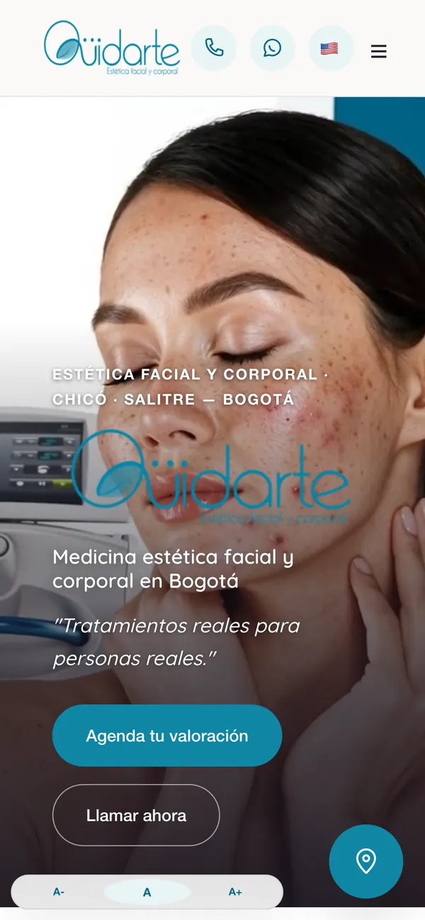 Portada del sitio de Qüidarte en celular